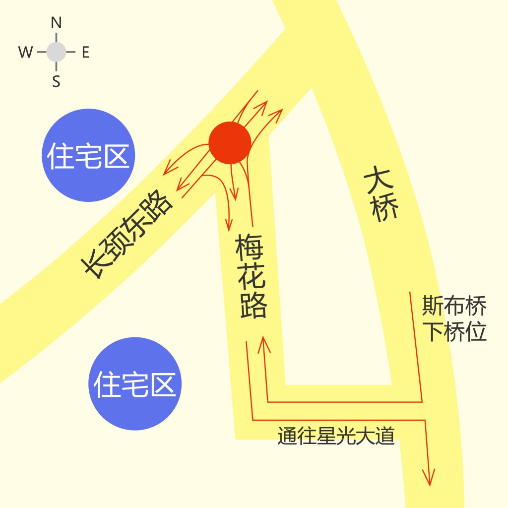 圖1 長頸路-梅花路交叉口地理位置圖