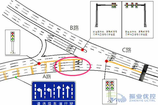 圖4 拓寬向出口處的A路進口車道