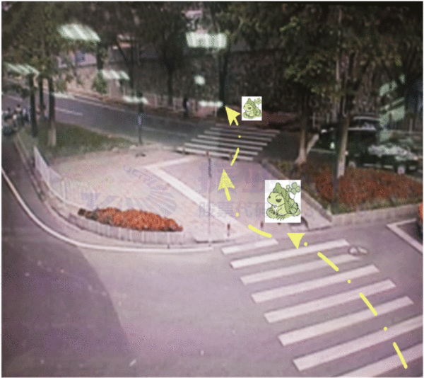 圖8 優(yōu)化后東進(jìn)口行人過(guò)街示意圖