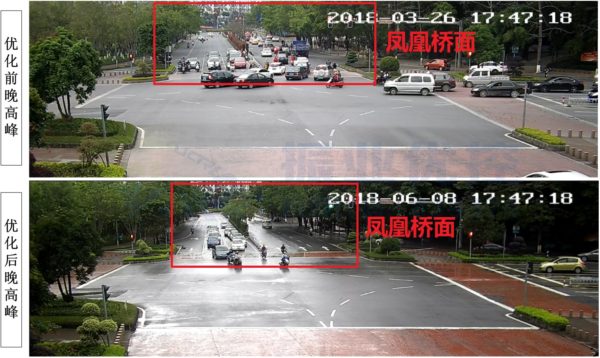 圖13 晚高峰鳳凰橋優(yōu)化前后對比圖