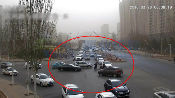 圖8 東進口直行、西進口左轉(zhuǎn)及北進口左轉(zhuǎn)的車輛匯流沖突