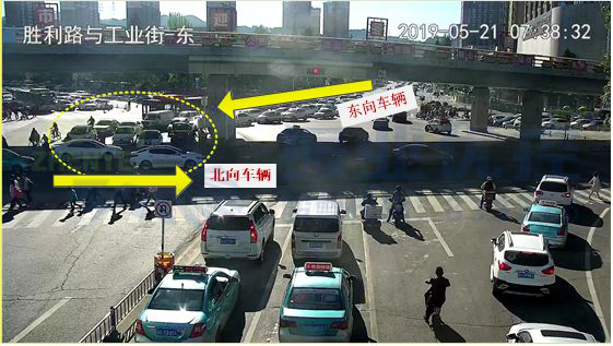 圖4 北進口與東進口車輛沖突區(qū)域示意圖