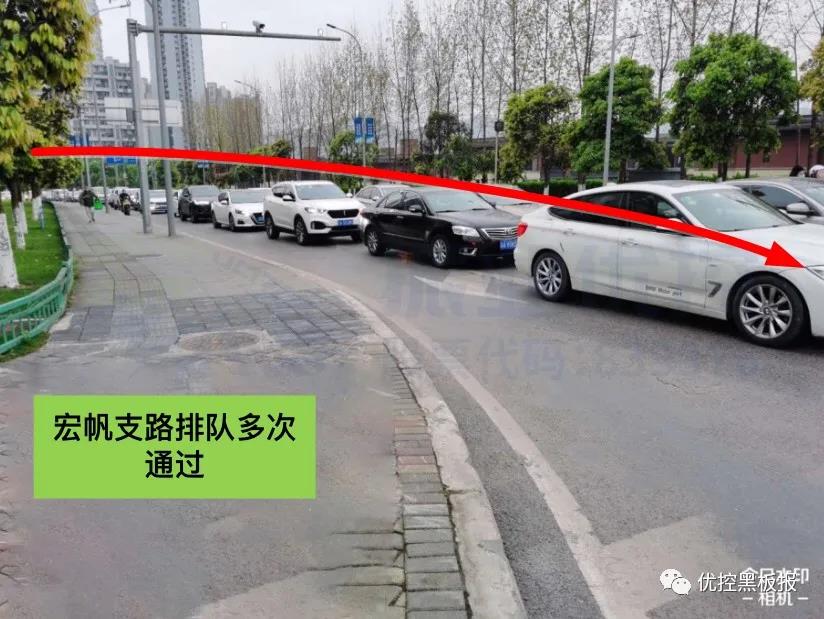 圖4 宏帆支路車輛排隊(duì)現(xiàn)象