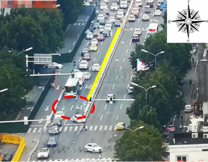 圖4 德源里-友誼路(路口2)南進(jìn)口地面標(biāo)線(優(yōu)化前)