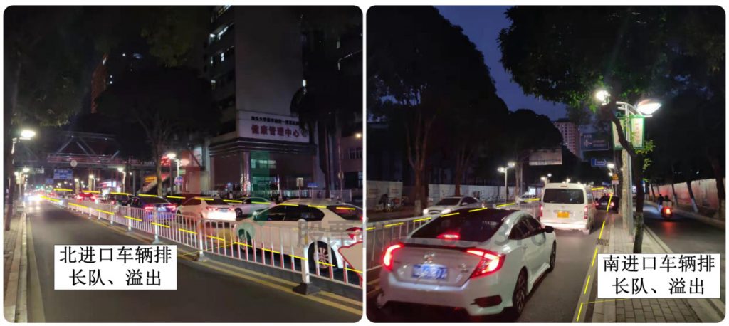 圖19 南、北進(jìn)口排長(zhǎng)隊(duì)、溢出現(xiàn)象