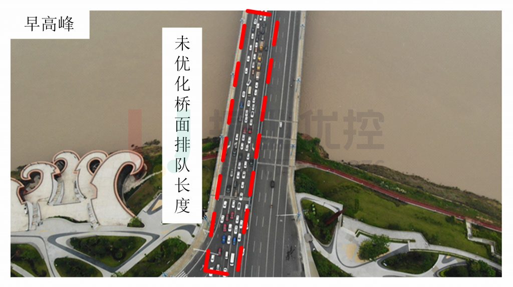 圖6 車輛在橋面排隊(duì)情況（優(yōu)化前）