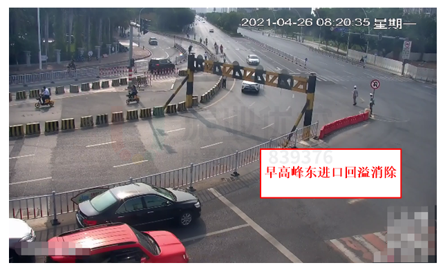 圖8 早高峰路段排隊(duì)現(xiàn)象消除