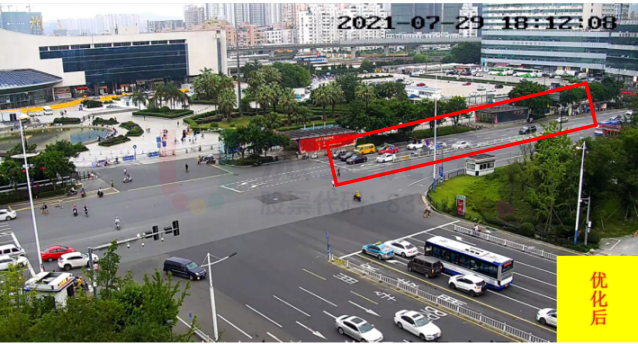 圖12 優(yōu)化前后路口排隊(duì)對(duì)比圖