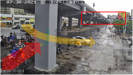 圖13 黃河-華山路口西進口左轉(zhuǎn)尾車與下一相位東單放相位沖突（優(yōu)化前）